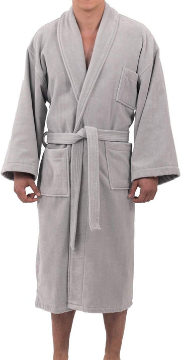 Pure Cotton Mens Terry Cloth Bathrobe Super Absorbent Spa Robe