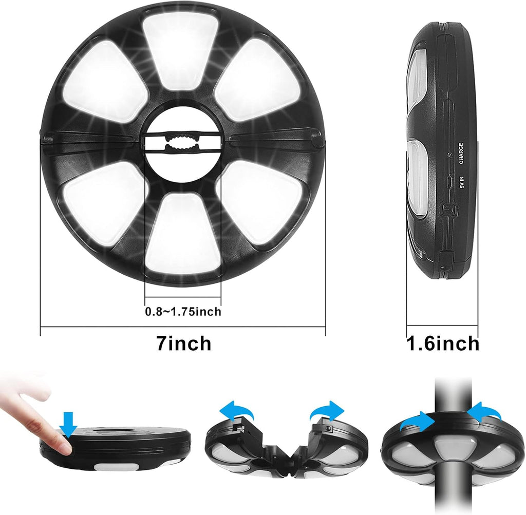 12 Colors Patio Umbrella Light with Remote Control/Cordless Rechargeable or AA Battery Operated Under Umbrella Pole