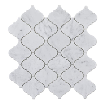 3 Inch Arabesque Carrara White Marble Mosaic Tile for Wall Floor, 5 Sheets