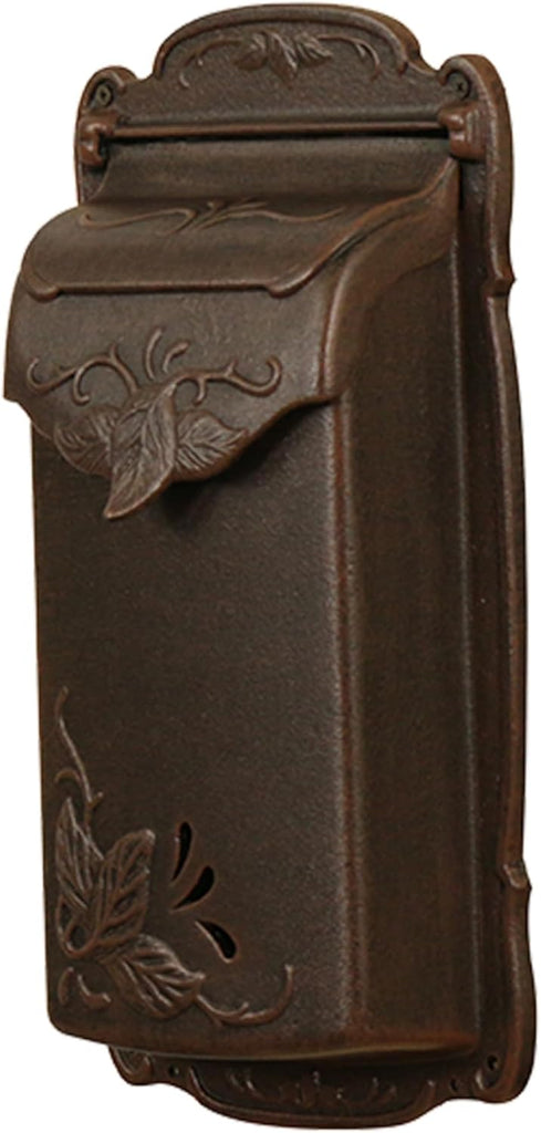 Floral Vertical Wall Mount Mailbox - Copper Cast Aluminum Mailbox for Wall Mount