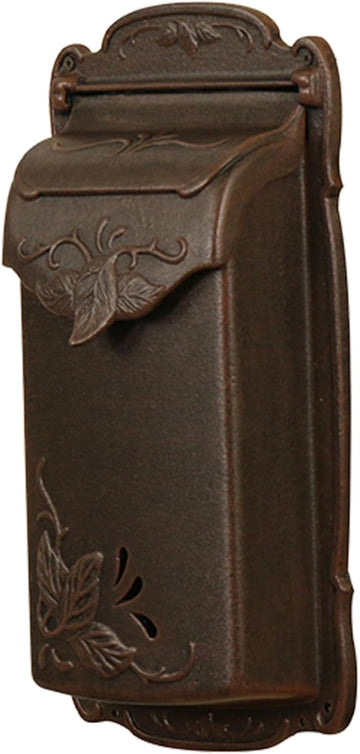 Floral Vertical Wall Mount Mailbox - Copper Cast Aluminum Mailbox for Wall Mount