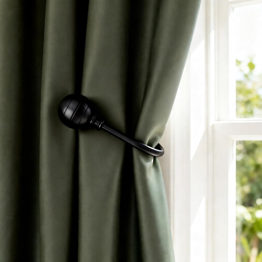 Large Curtain Holdbacks, 2pcs Curtains Holder Wall Mounted Drapery Tiebacks Retro Window Hook for Home Decor, Matte