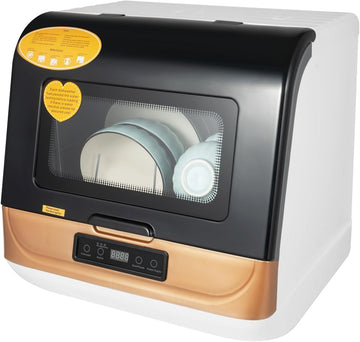 Portable Mini Dishwasher Countertop, Small Dishwasher with 3 Wash Programs