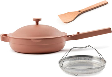 Always Pan 2.0 | 10.5" Ceramic Pan with Modular Lid, Steamer Basket & Spatula | Patented 10-in-1 Nonstick, Non-Toxic