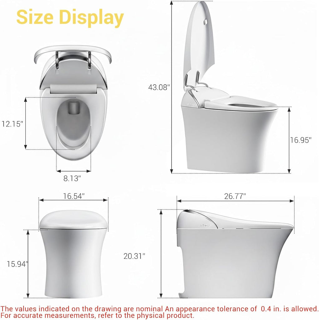Silver Strip Artistic Smart Toilet,Powerful Flush,Auto Open/Close,Comfort Height,Instant Warm