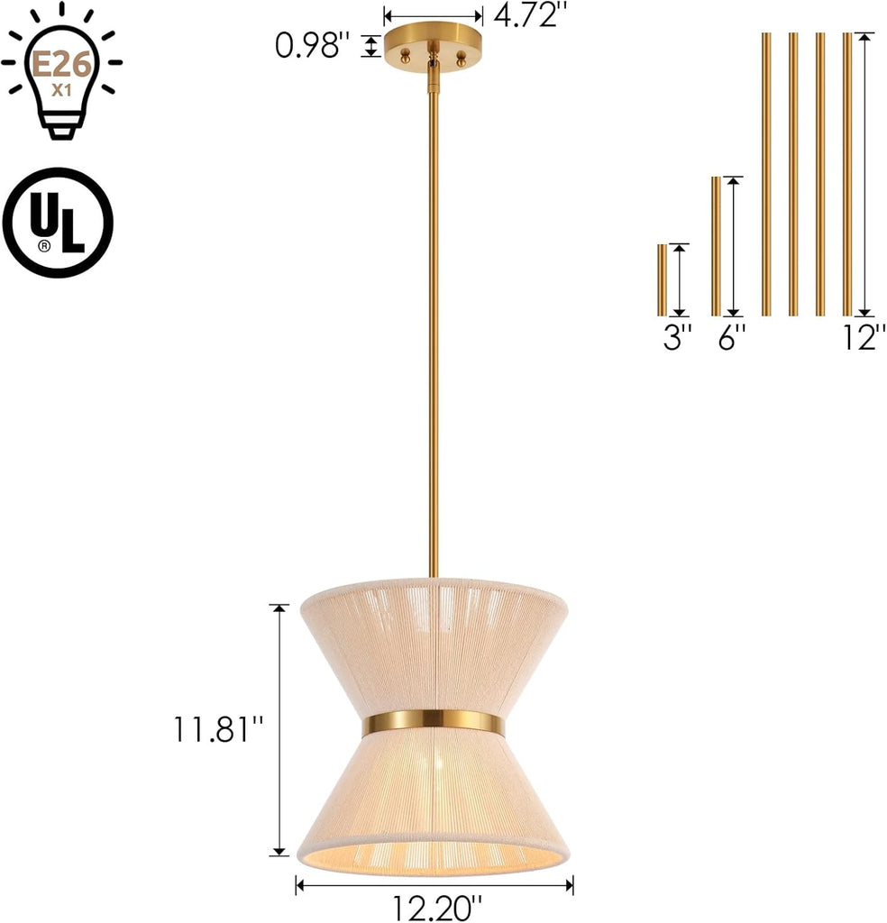 Hand Woven Boho Pendant Light Coastal Mini Modern Chandelier Adjustable Transitional Minimalist Pendant Lighting