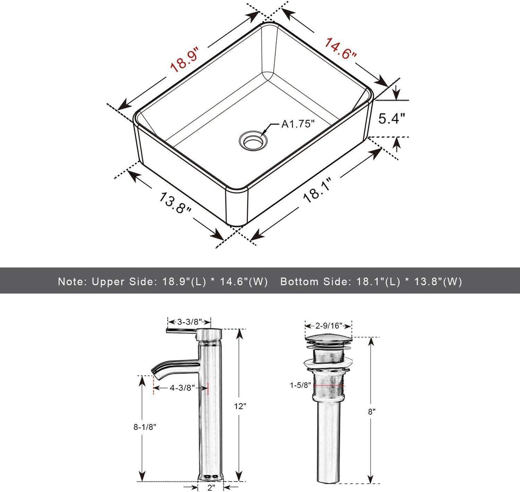 24" Bathroom Vanity Sink Combo Modern Metal Stand Cabinet W/Bottom Shelf White Rectangle Vessel Sink & Water