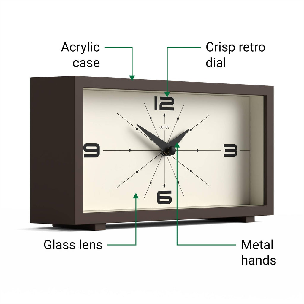Odeon Desk Clock | Modern Rectangular Design | Brown