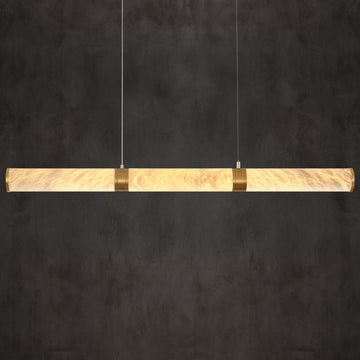 Cylinder Alabaster Chandelier, L47 Gold Mrable Chandeliers for Dining Room, Modern Linear Chandelier Over Table, Brass LED Chandeliers for Kitchen Island