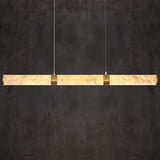 Cylinder Alabaster Chandelier, L47 Gold Mrable Chandeliers for Dining Room, Modern Linear Chandelier Over Table, Brass LED Chandeliers for Kitchen Island A125-B0F6LV9772