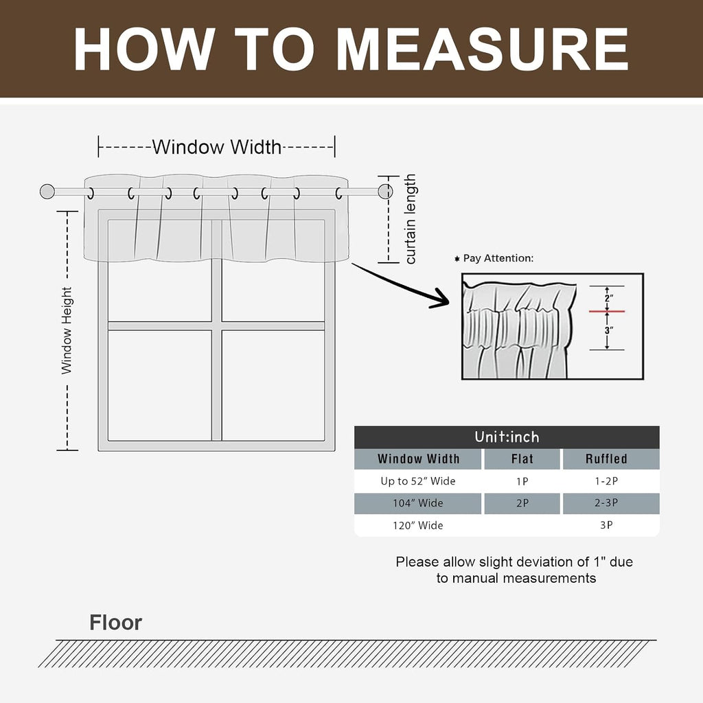 Blackout Curtain Valances for Kitchen Window/Living Room/Bathroom Privacy Added Rod Pocket Home Decoration Winow