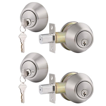 Keyed Alike Double Cylinder Deadbolts Door Locks Satin Nickel Keyd Both Sides Door Locksets for Exterior Interior