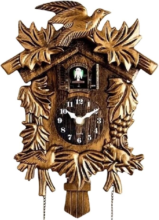 Cuckoo Clock Chiming Vintage Cuckoo Wall Clock Singing Bird Clock Home Decor Christmas Clock Gifts Resin Classic Brown