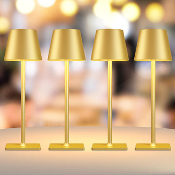 4 Pack Gold Rechargeable Led Cordless Table Lamps,Cordless Lamp with 6000mAh Battery Operated,Wireless Lamp