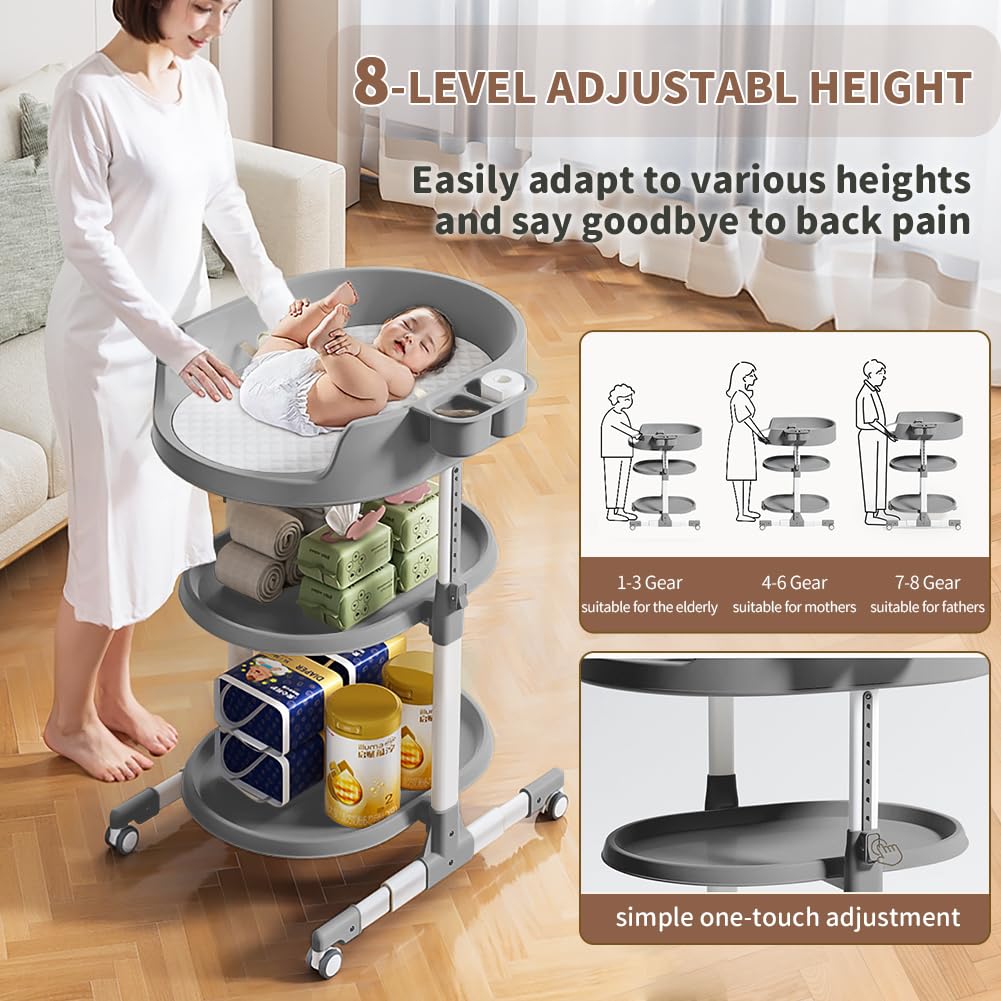 Diaper Changing Station, Portable Changing Table for Baby, Diaper Changing Table with Storage Drawers, Waterproof