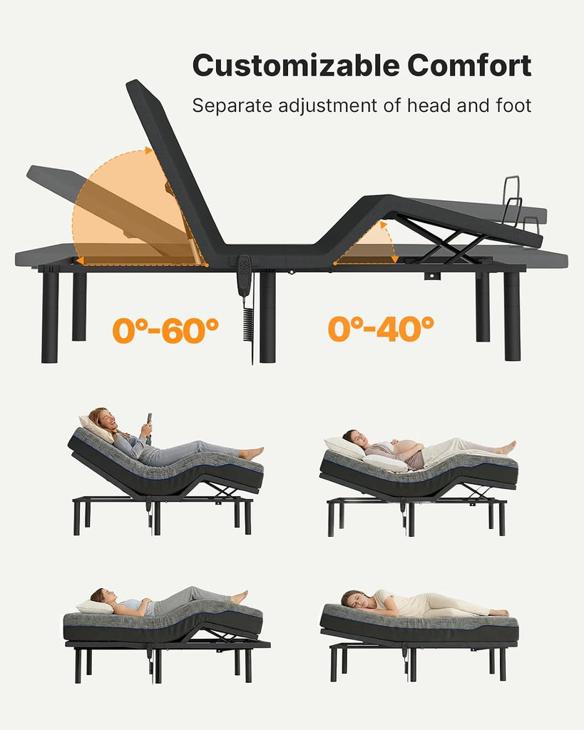 Amada Split King Adjustable Bed Frame with Head and Foot Incline