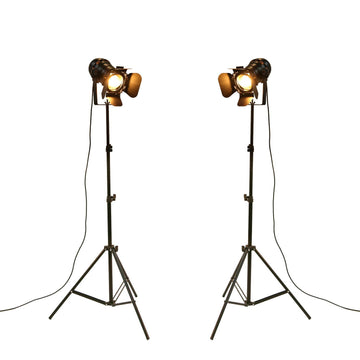 Vintage Industrial Black Retro Tripod Adjustable Floor lamp Parking Light, 5 Meter Cable with Foot Switch Parking