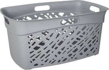 Non-Breakable Mosaic Laundry Basket, 45L - Dark Gray, Decorative Storage, Vented Design, Made in France, Modern Home