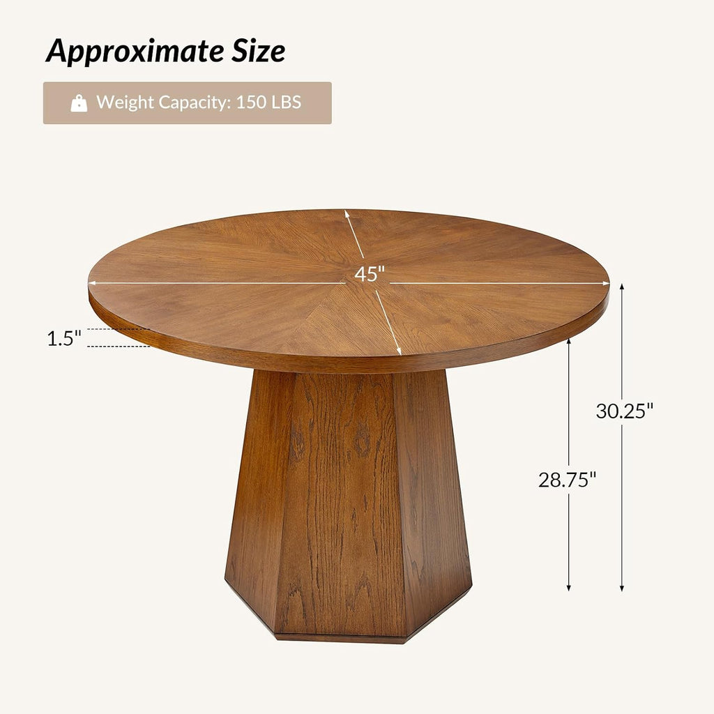 Mid-Century Modern Dining Table, Round Solid Wood Kitchen & Dining Room Tables, Acorn