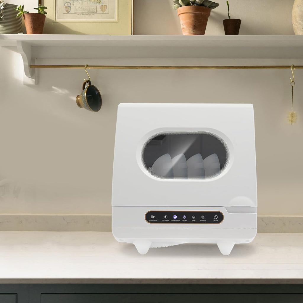 6-Set Countertop Dishwasher - 800w 5-in-1 Compact Dishwasher with High-Temp Sterilization (161.6℉)