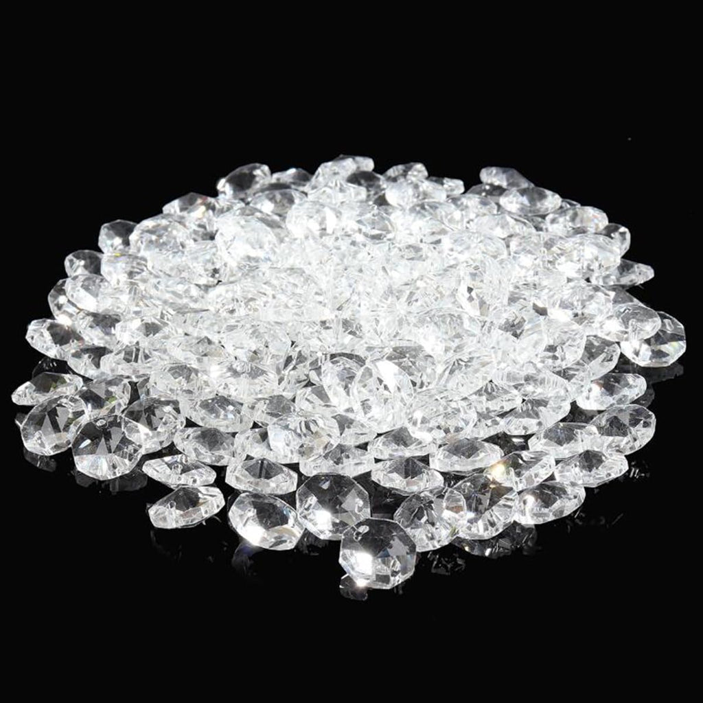 200Pcs/Set K9 Glass Crystal Garland Strands Hanging Chandelier Gem Bead Chain Refraction 14mm Clear Octagonal Beads