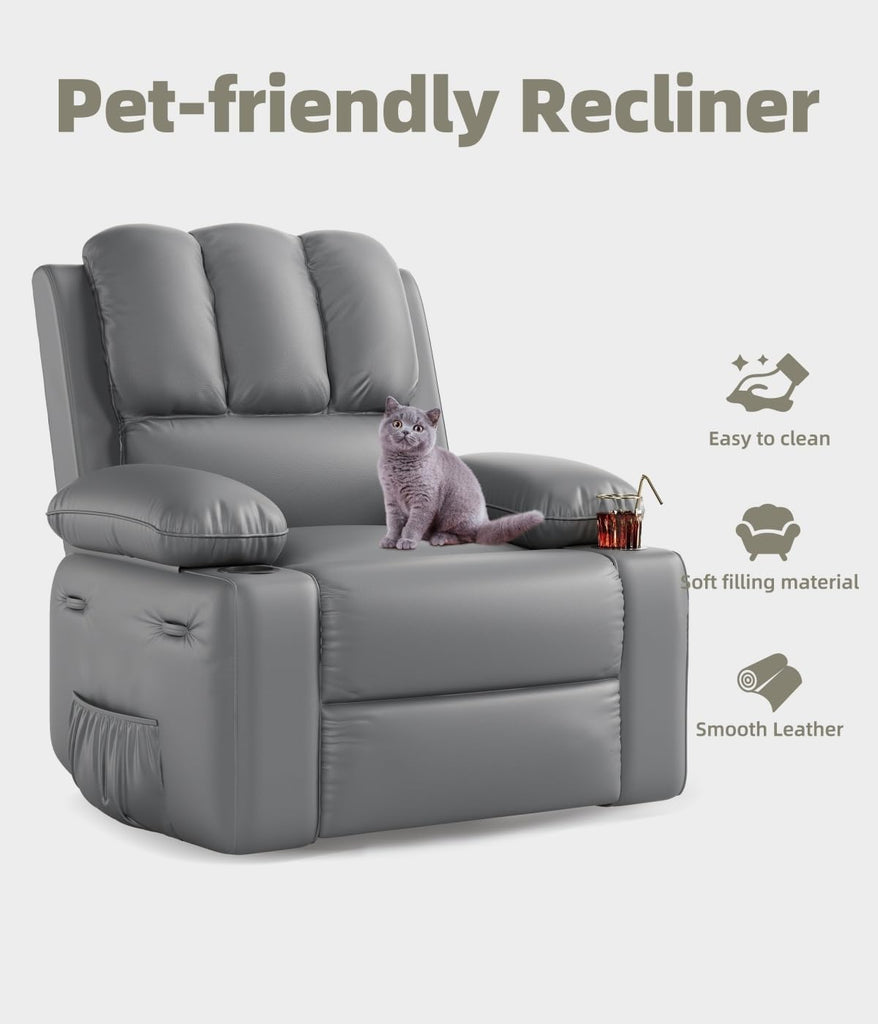 Recliner Chairs, Classic Manual Leather Recliner