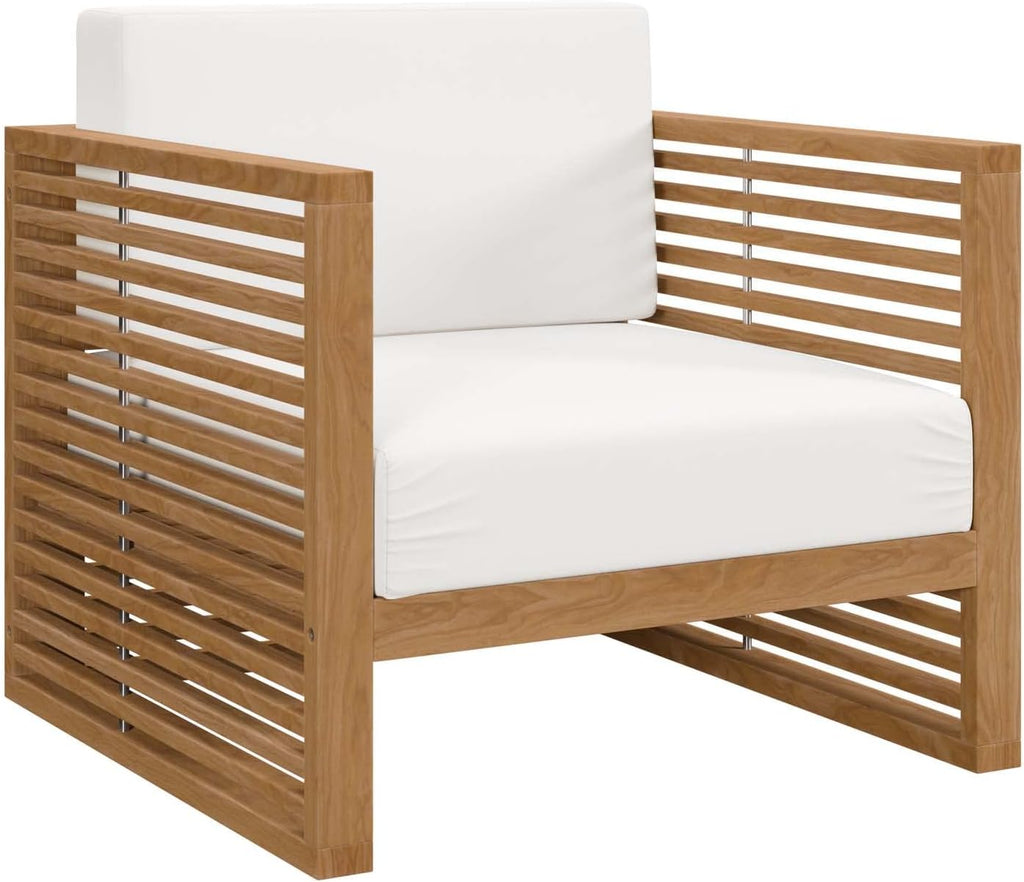 Carlsbad 3-Piece Teak Wood Outdoor Patio Set in Natural White