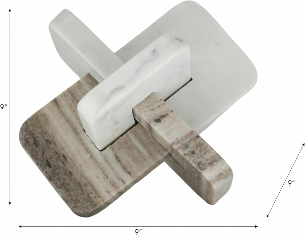 Interlocking Sculpture Decor - Marble Decorative Figurine , Console, or Shelf Accents - Stone Ornament for Coffee