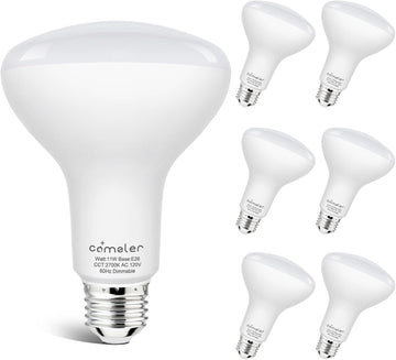 6 Pack BR30 Flood LED Light Bulbs, 2700K Warm White, 65W Equivalent, E26 Base Recessed Can Light Bulbs, Dimmable