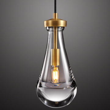 Raindrop Pendant Lights Kitchen Island Teardrop Gold Hanging Light Fixtures Clear Solid Glass Pendant Light Modern Chandeliers for Dining Room Porch Corridor Living Room
