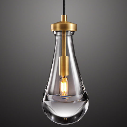 Raindrop Pendant Lights Kitchen Island Teardrop Gold Hanging Light Fixtures Clear Solid Glass Pendant Light Modern Chandeliers for Dining Room Porch Corridor Living Room A121-B0BN138WSY