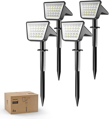 4 Packs Solar Spot Lights Outdoor Waterproof, 28 LED 7500K Solar Powered Landscape Pathway Lights, Dusk to Dawn Solar