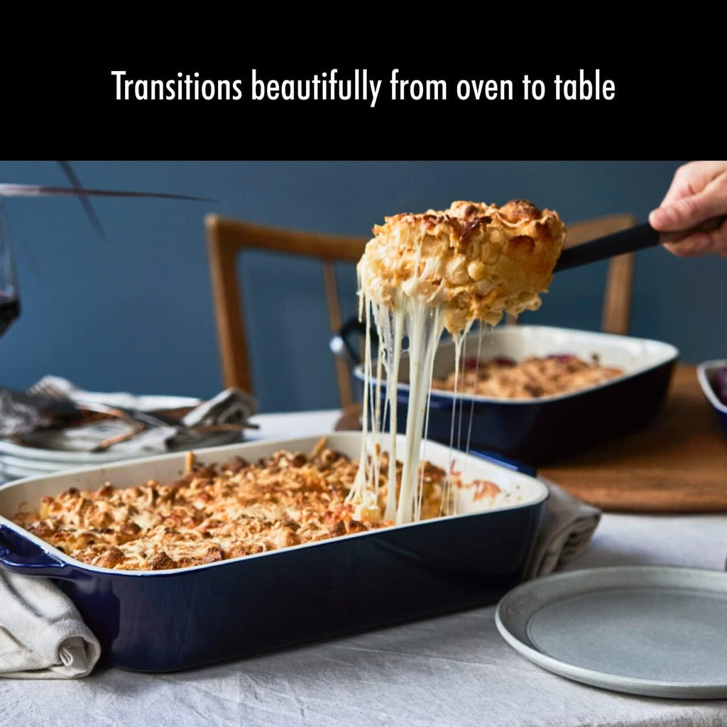 Ceramic 2-pc Rectangular Dish Set - Dark Blue | Oven-to-Table for Casseroles, Lasagnas, & Roasting. Dishwasher Safe.