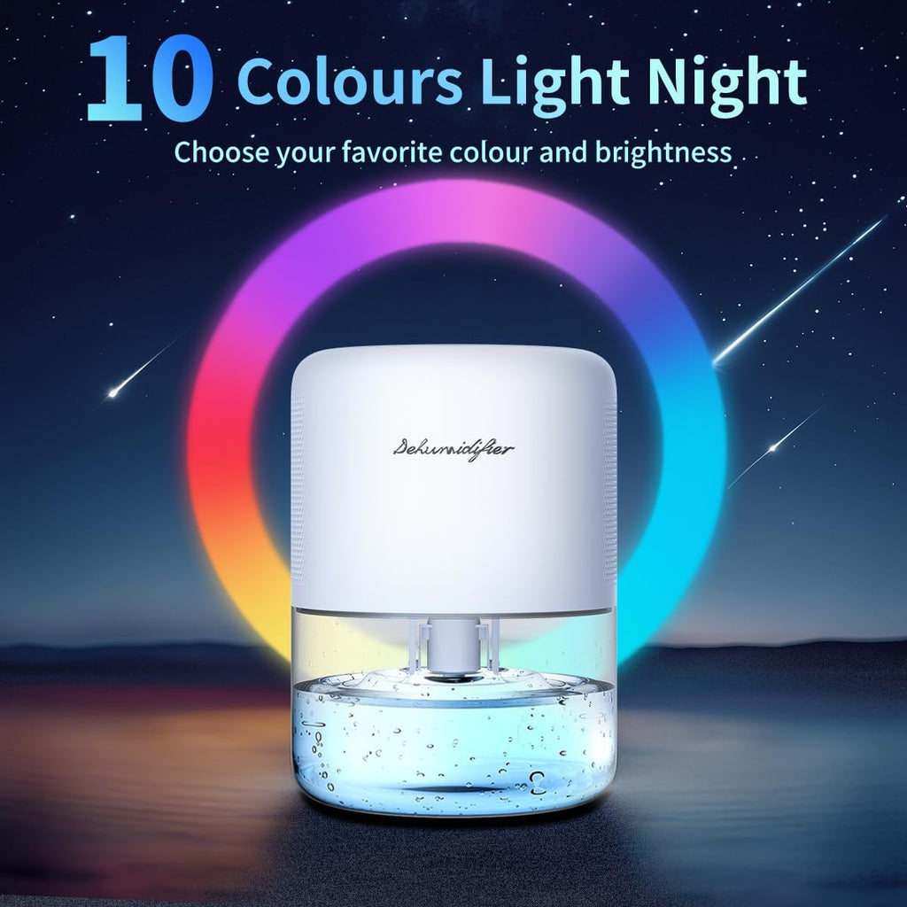 Dehumidifier for Home Small Quiet Dehumidifiers for 44OZ Water Tank Auto Defrost and Shutoff 10 Colors Light 4 Timer