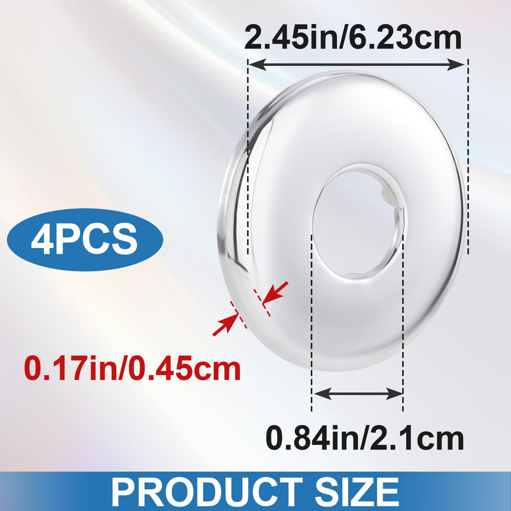 4pcs Stainless Steel Shower Arm Flange, Silver Round Escutcheon Plate