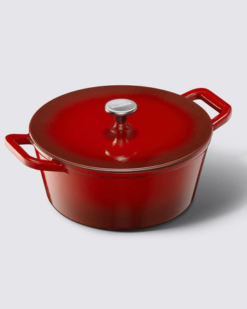 Dutch Oven Pot with Lid, 6QT Cast Iron Pot, Cerise