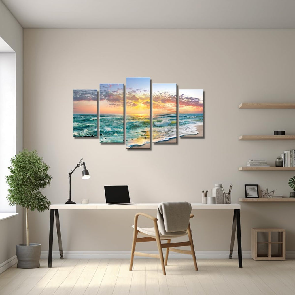 5 Piece Beach Canvas Wall art Landscape Art Canvas Wall Art Beach Decor Wall Art Sunset Nature Landscape Picture