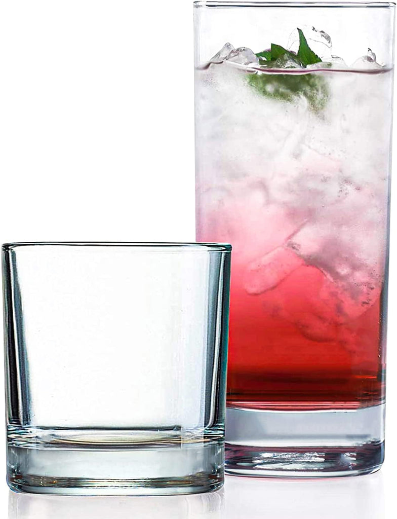 Everyday Drinking Glasses Set of 8 Drinkware Hurricane Glasses, Kitchen Glasses for Cocktail, Iced Coffee, Beer, Ice