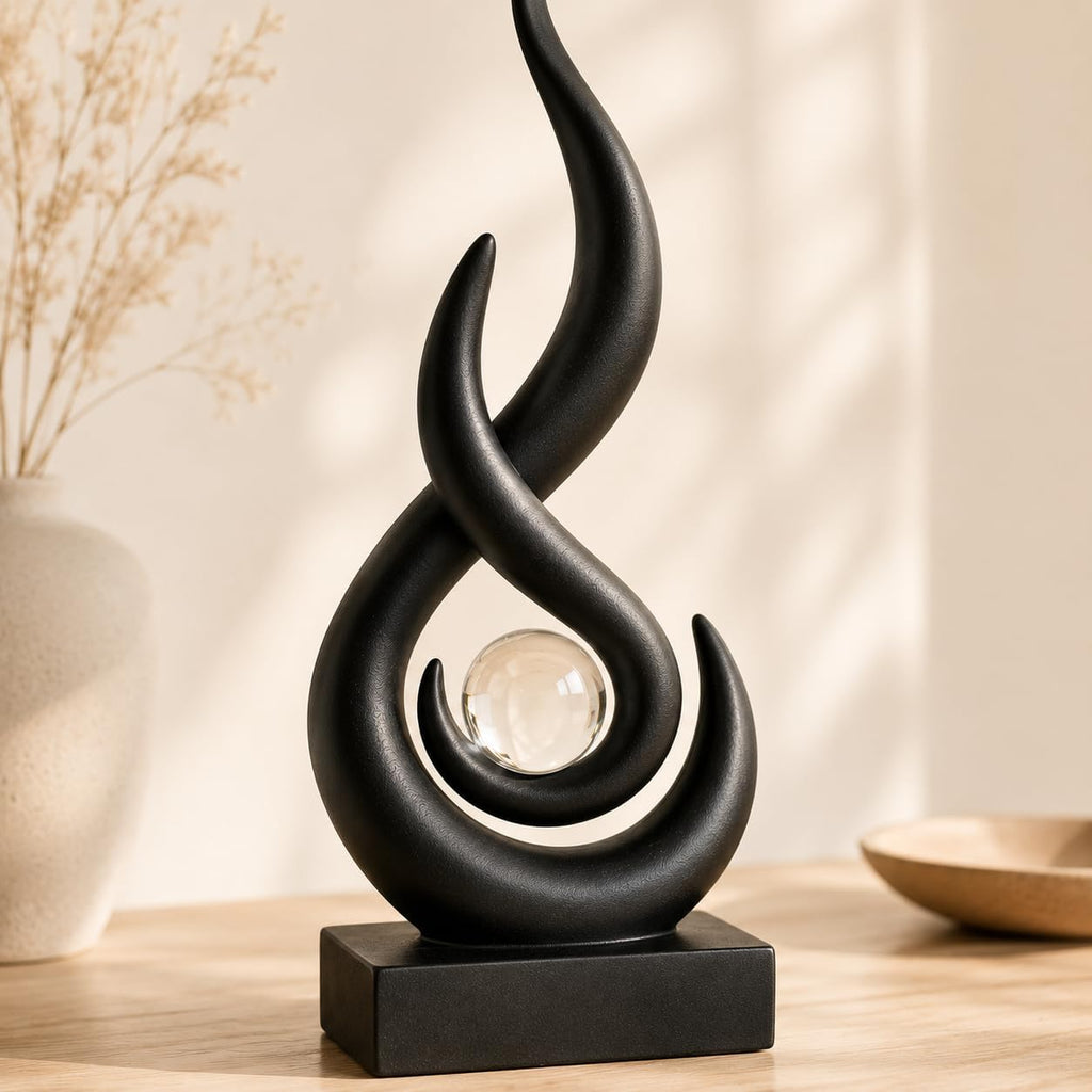 Abstract Sculpture Decor, Black Resin Art Statue | Contemporary Home Decor Accent , Bookshelf, Coffee Table, Office