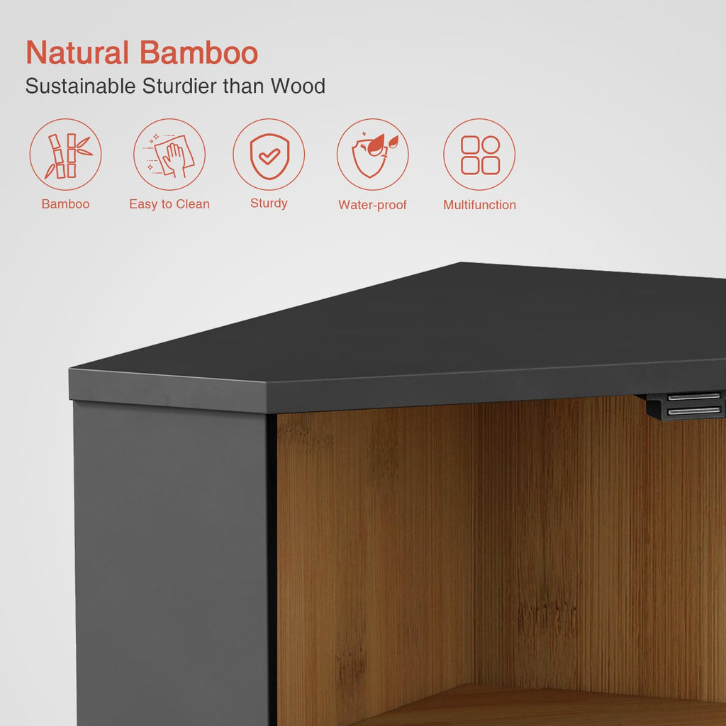 Corner 2 Tier, Double Layer Black Breadbox for Countertop