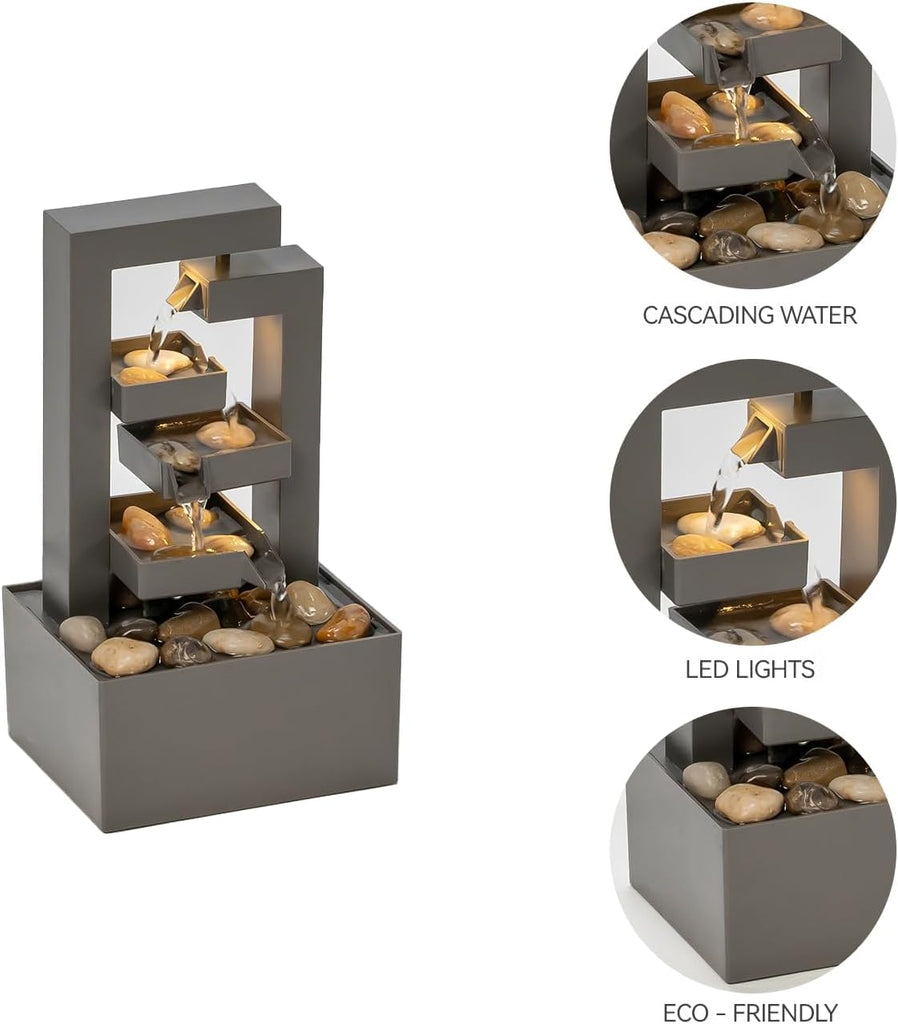Desktop Waterfall Fountain Small- 9.65" Relaxation Tabletop Fountain with Soothing Sound Decor - Desktop Water