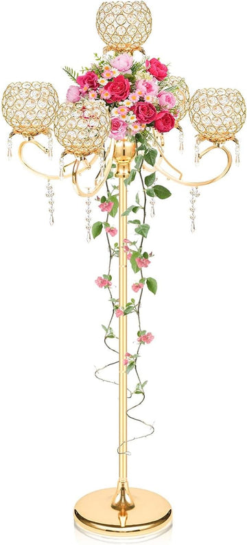 50" Tall Large Elegant Crystal Candelabra/Candlestick Holder Centerpiece for Weddings, Parties & Reception Decoration