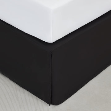 Bed Skirt, 15" Drop Pleated Dust Ruffle Brushed Microfiber Black