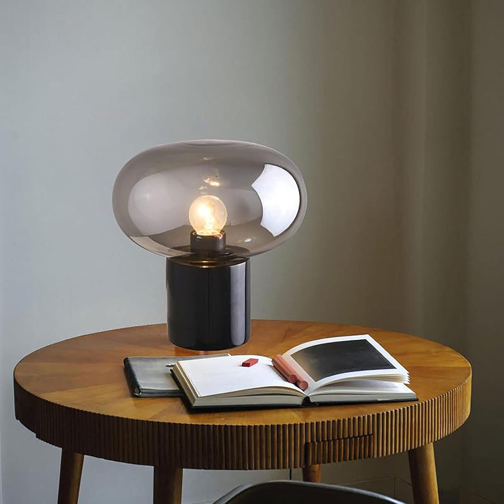 Glass Table Lamp Farmhouse Lamps Art Deco Side Table Lamp Smoky Gray