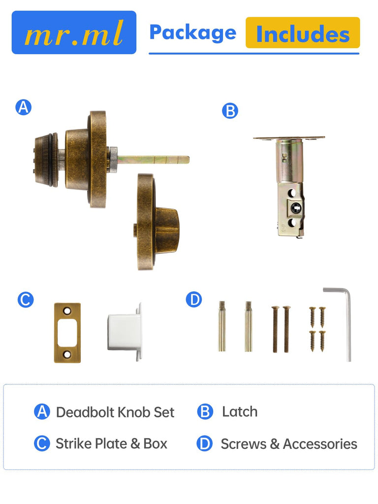 Deadbolt Antique Brass Retro Passcode Keyless Entry Dead Bolt, 1 Pack