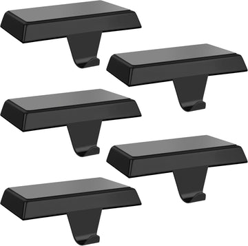 4 Pcs Christmas Black Stocking Holders, Heavy Duty Mantle Hangers with Non-Slip Pad, Weighted Stocking Hooks