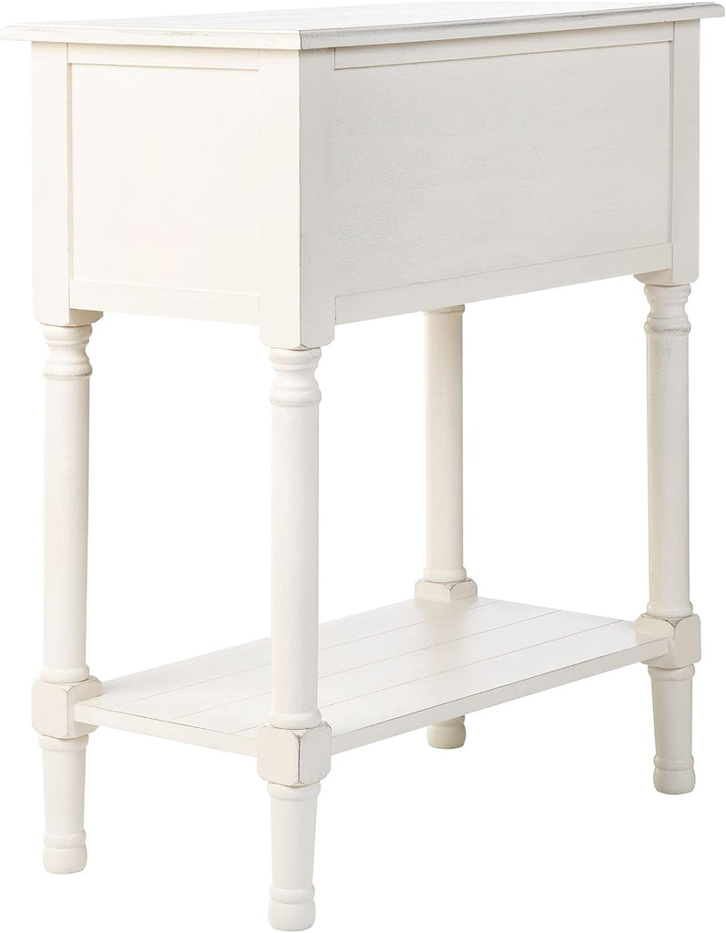 Furniture - Primrose 3-Drawer Console Table - Distressed White - Solid Wood - Farmhouse Classic Design - Ideal