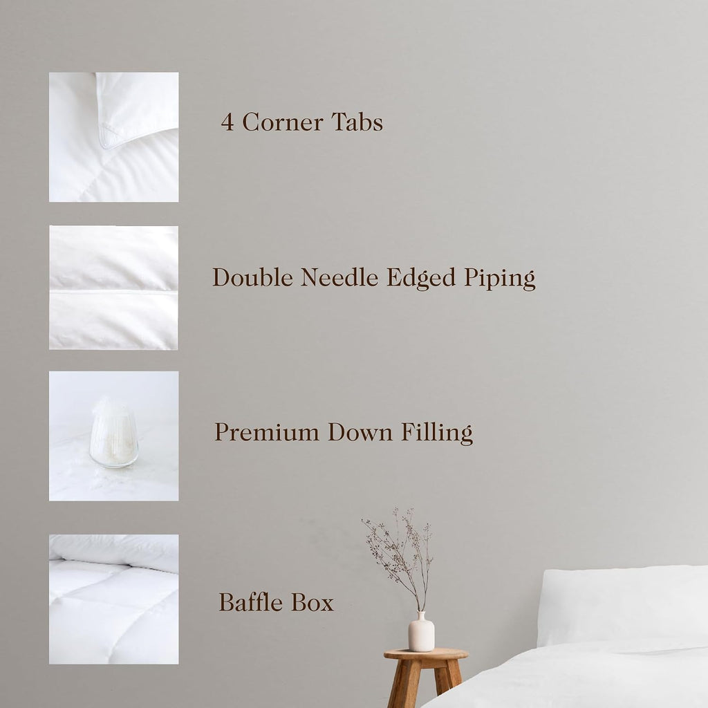 Highland Feather Hungarian White Goose Down Comforter 750 Super Fill Power Fluffy 500 Thread Count Duvet Insert