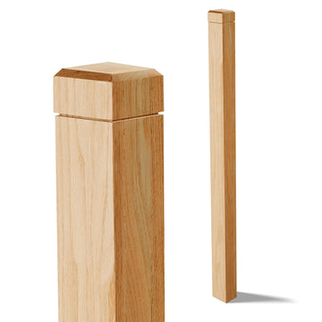 3" x 48" Solid Red Oak Stair Newel Post with Single Groove