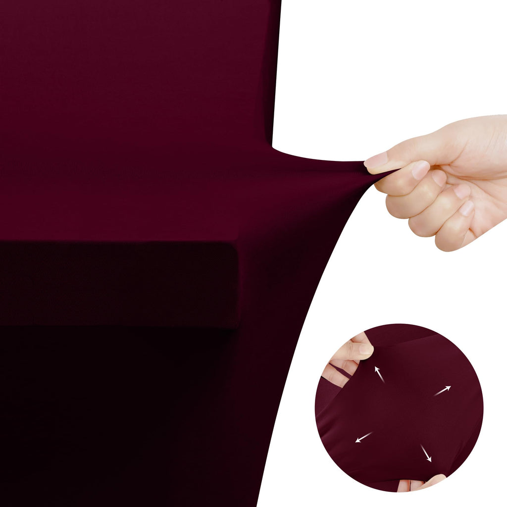 Spandex Table Cloth 2 Pack [6FT, 72Lx30Wx30H Inch, Burgundy]